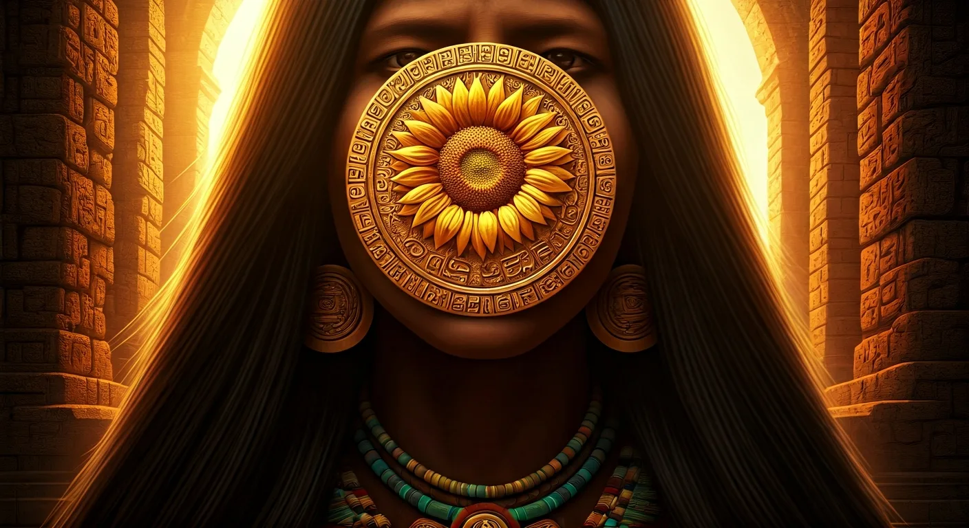 Girassol vibrante iluminado por um feixe de luz solar dourada, representando o significado espiritual e a energia divina.